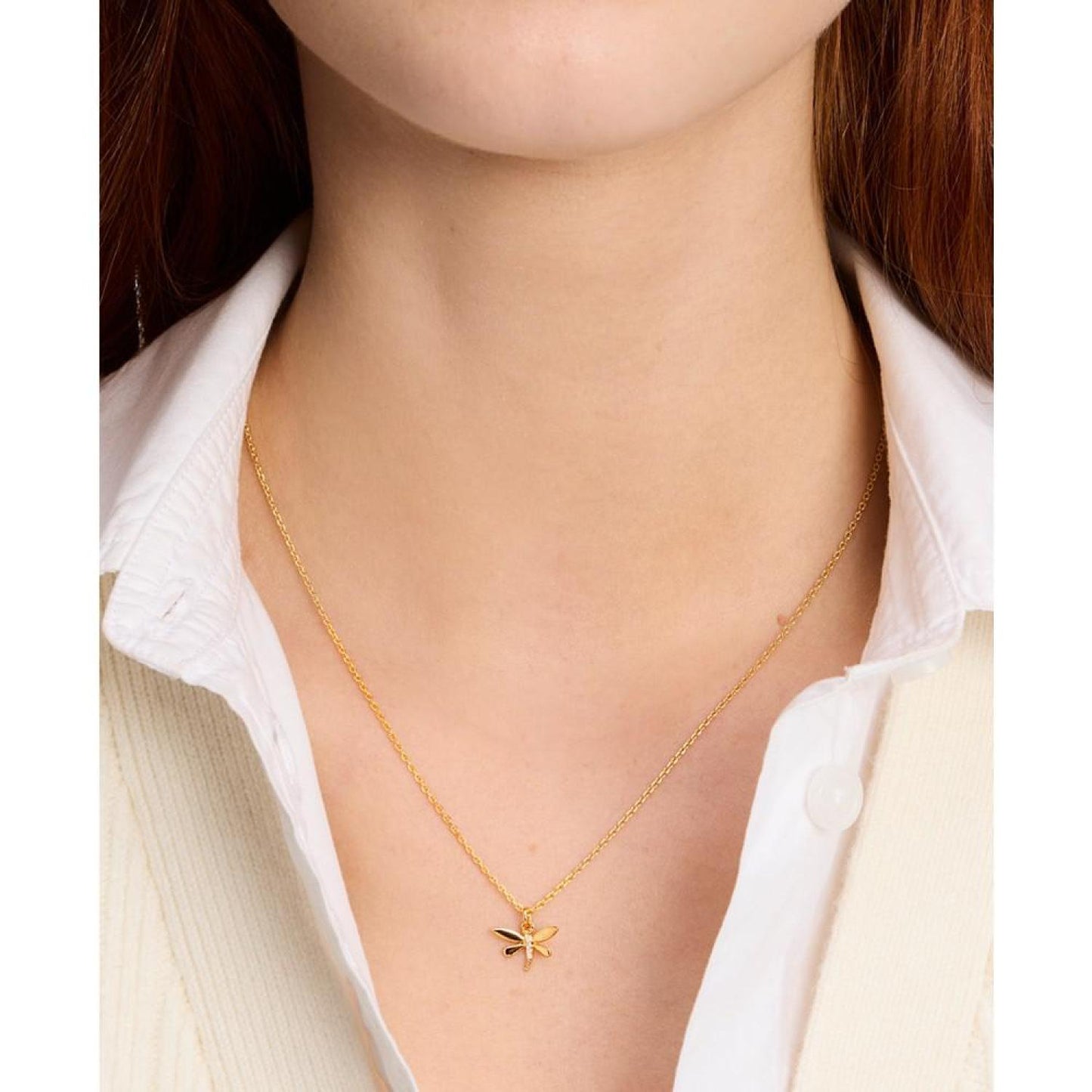 Gold-Tone Pavé Dragonfly Pendant Necklace, 16" + 3" extender