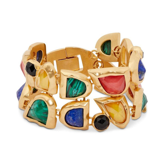 Gold-Tone Multicolor Mixed Stone Statement Flex Bracelet