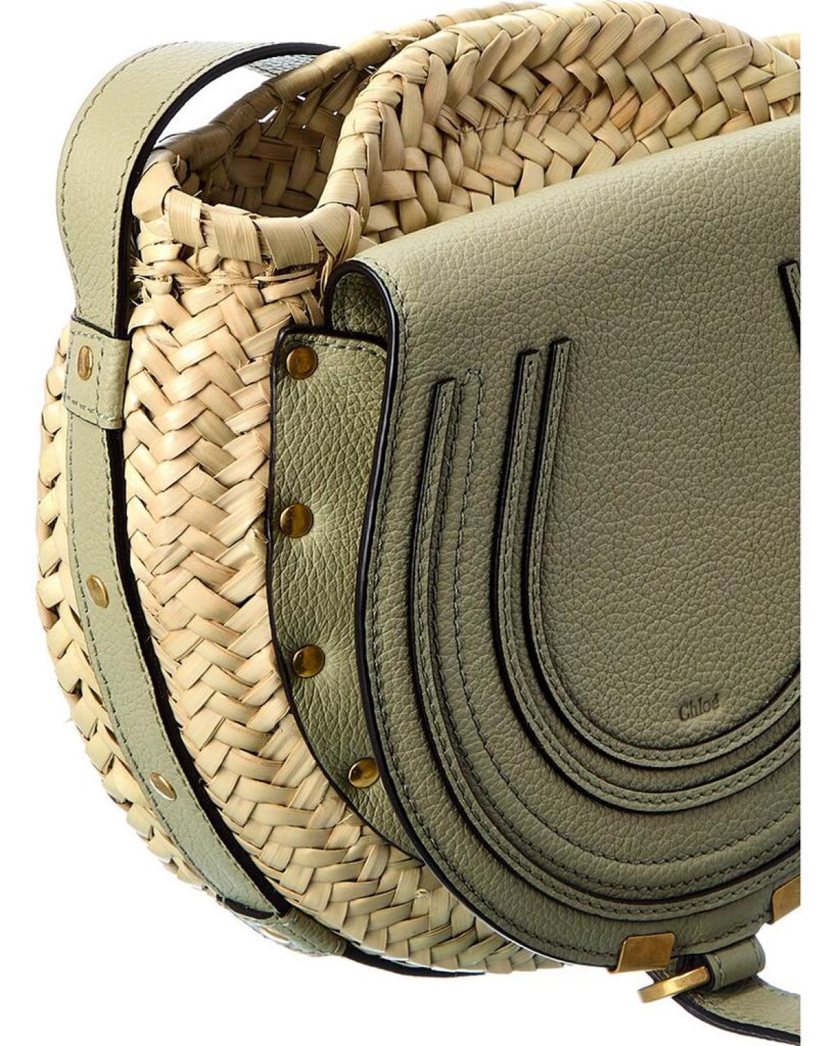 Chloé Marcie Raffia & Leather Basket Crossbody