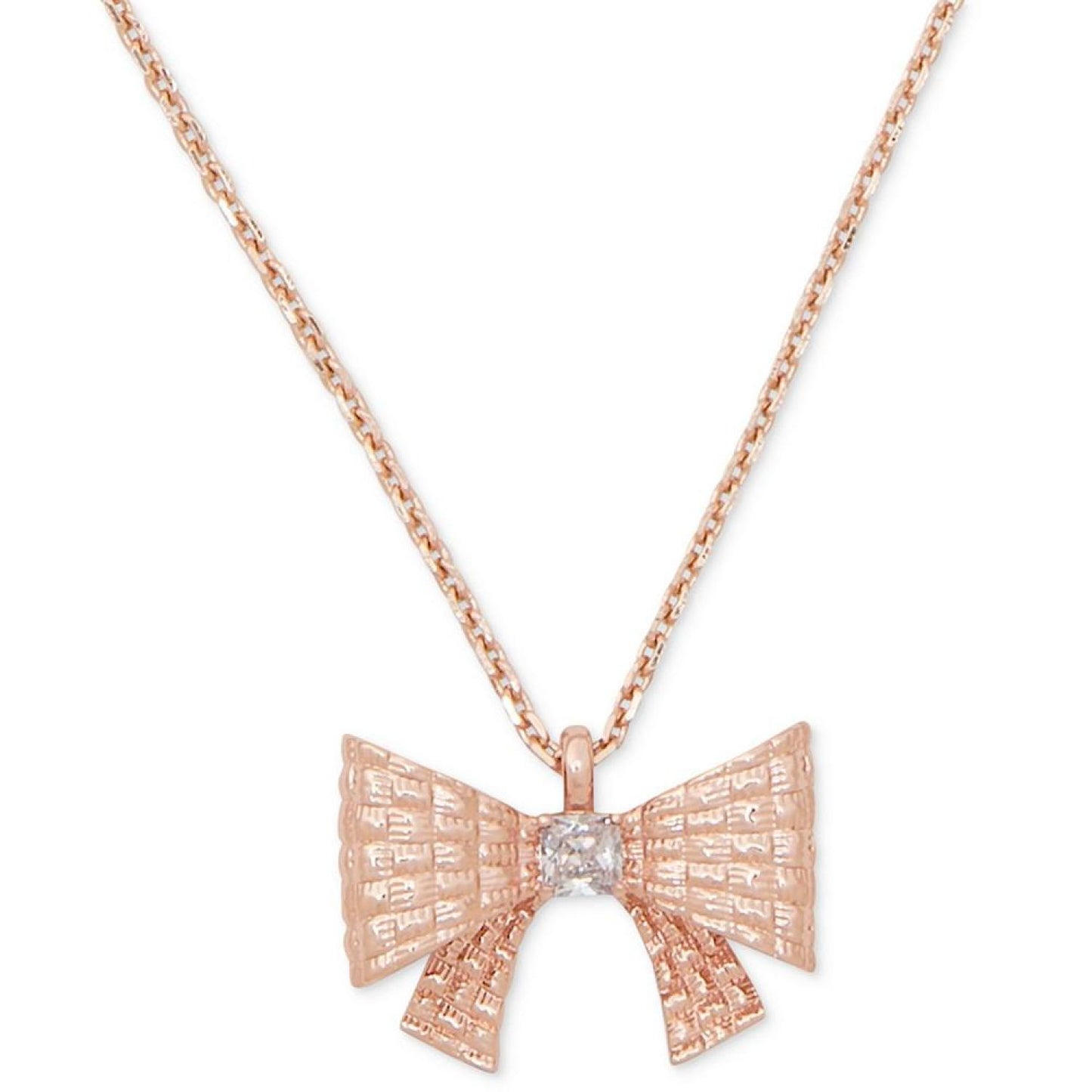 Cubic Zirconia Bow Mini Pendant Necklace, 16" + 3" extender