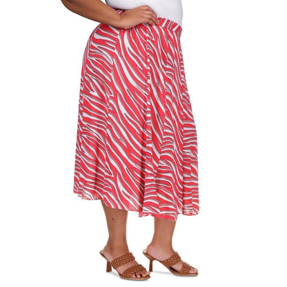 Plus Size Zebra-Print Midi Skirt