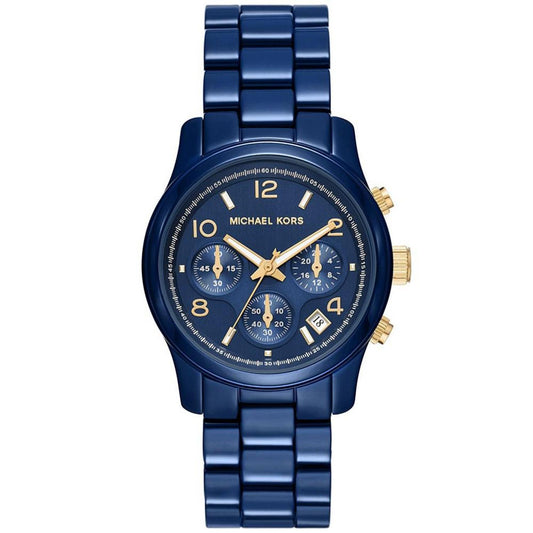 Women's Runway Chronograph Navy-Coated Stainless Steel Bracelet Watch, 38mm