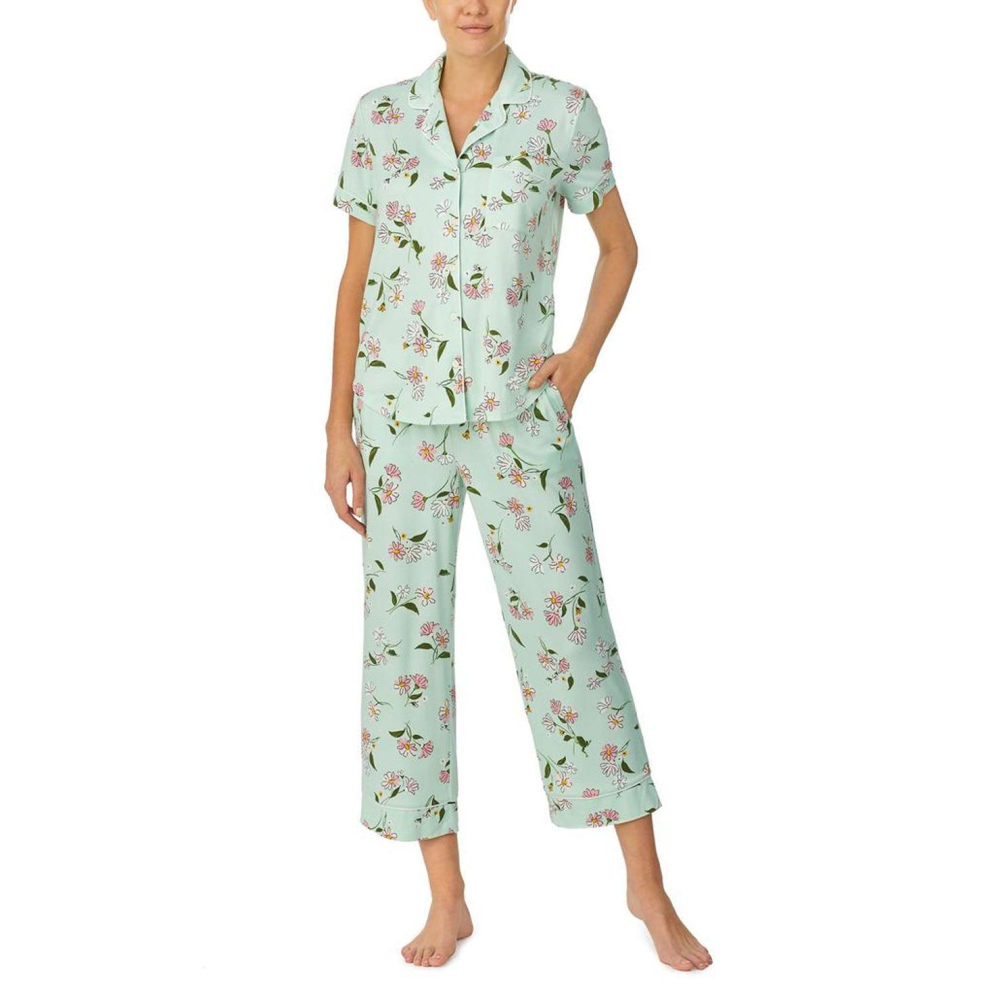 Short Sleeve Notch Cropped PJ Set