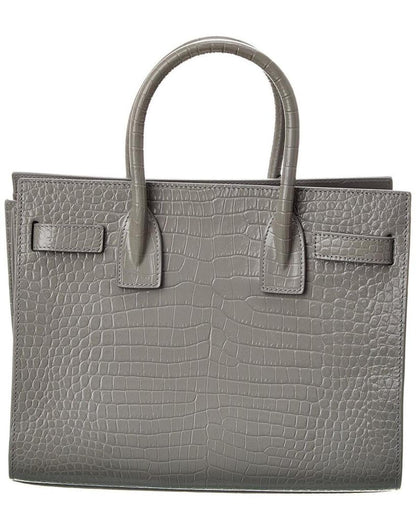 Saint Laurent Sac De Jour Classic Baby Croc-Embossed Leather Tote