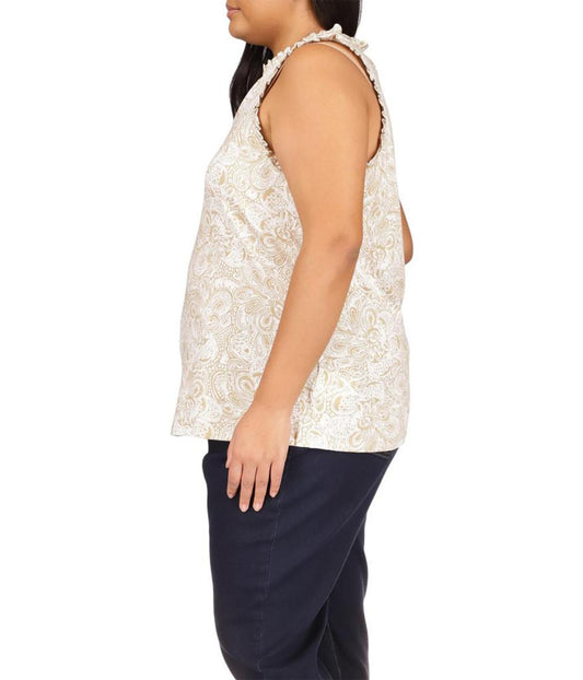 Plus Size Paisley Ruffle Popover Tank