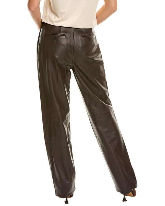 Michael Kors Collection Mika Leather Pleated Pant