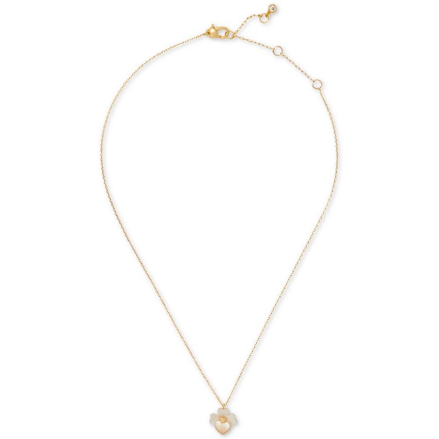 Gold-Tone Pavé Flower Pendant Necklace, 17" + 3" extender