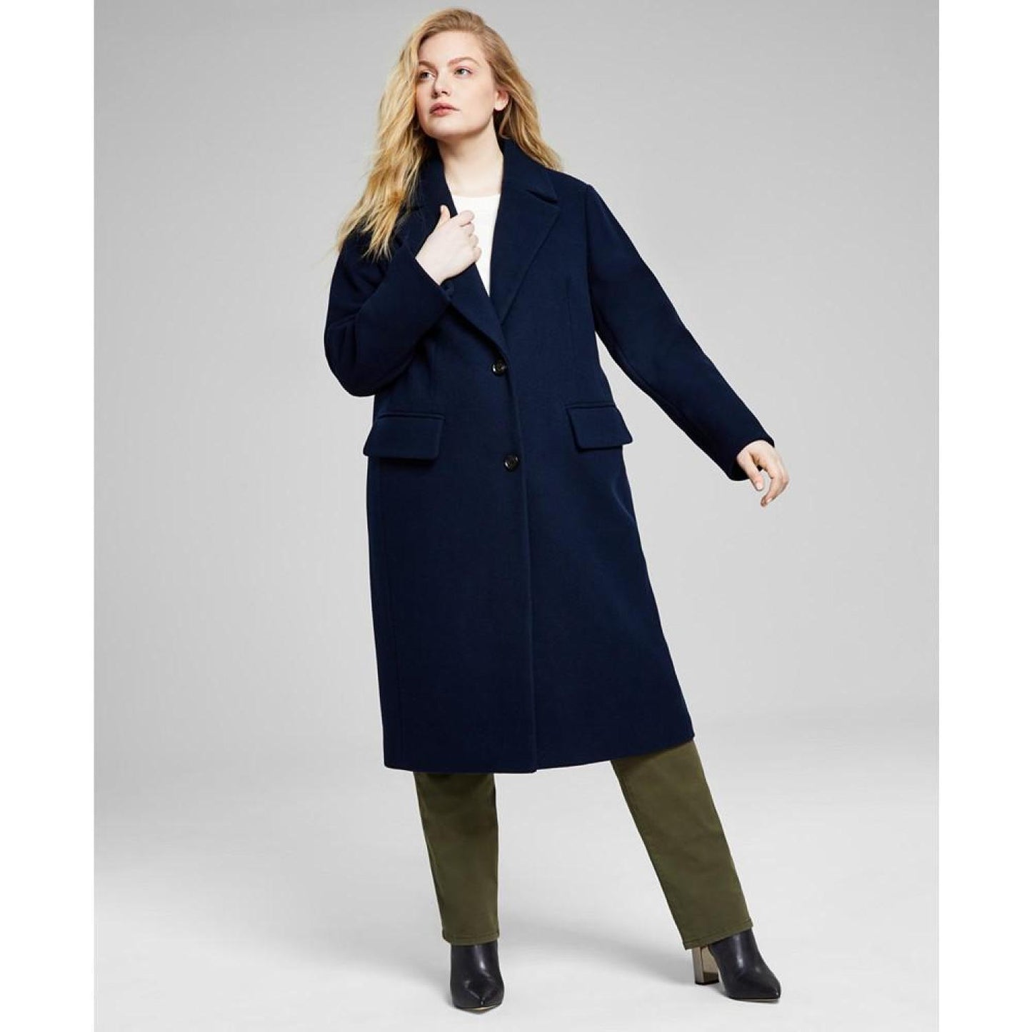 Women's Plus Size Single-Breasted Coat, Created for Macy's