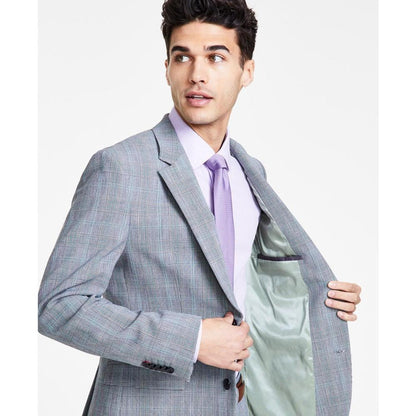 Hugo Boss Men's Slim Fit Gray Plaid Superflex Suit Jacket