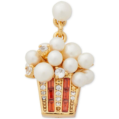 Gold-Tone Crystal & Imitation Pearl Popcorn Drop Earrings