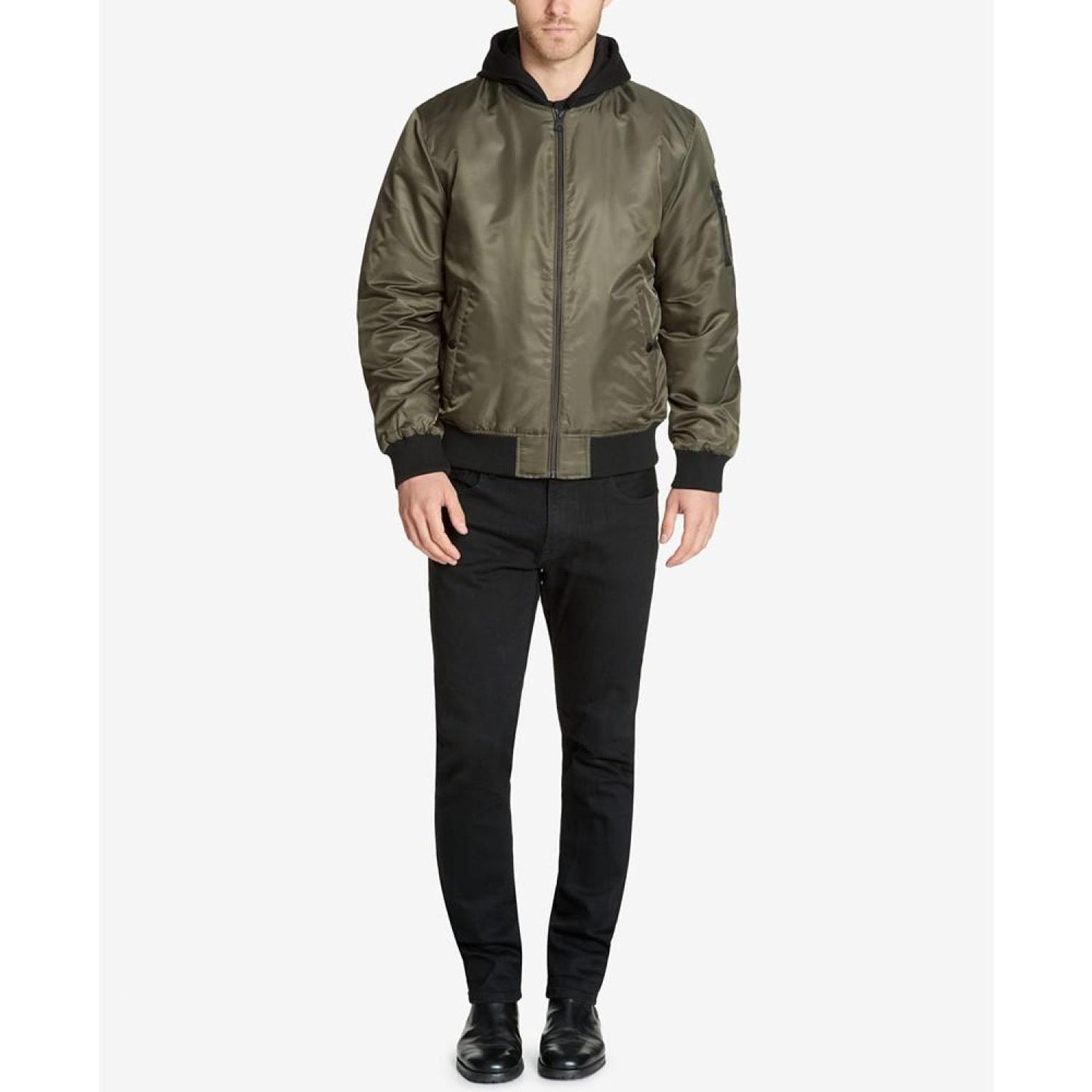 Men's Bomber Jacket with Removable Hooded Inset