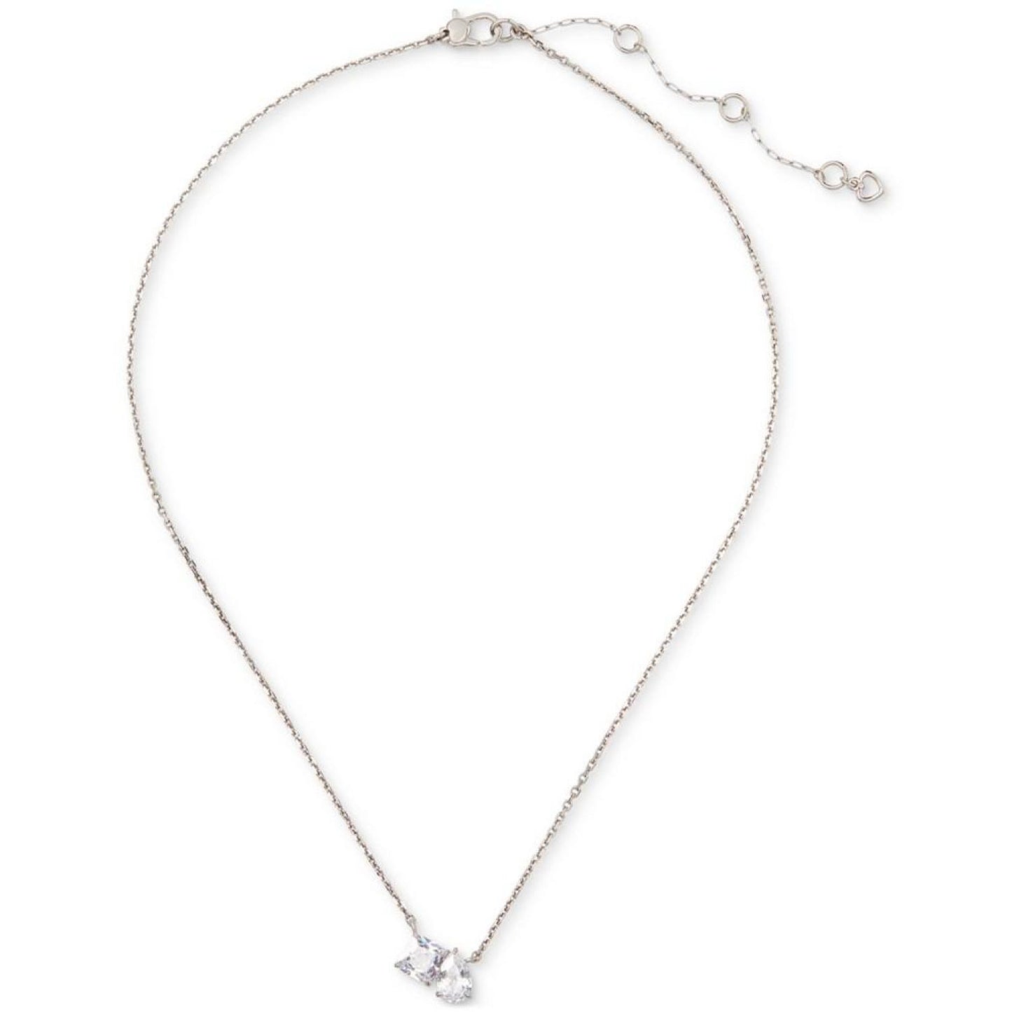 Double Crystal Pendant Necklace, 16" + 3" extender