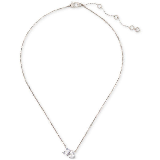 Double Crystal Pendant Necklace, 16" + 3" extender