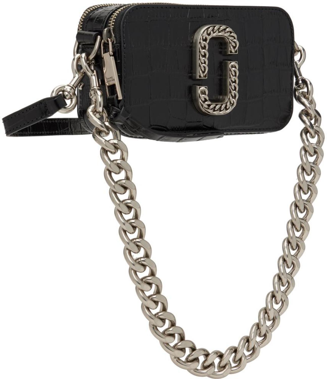 Black 'The Croc-Embossed Snapshot' Bag