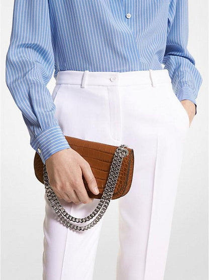 Christie Mini Crocodile Embossed Leather Envelope Bag