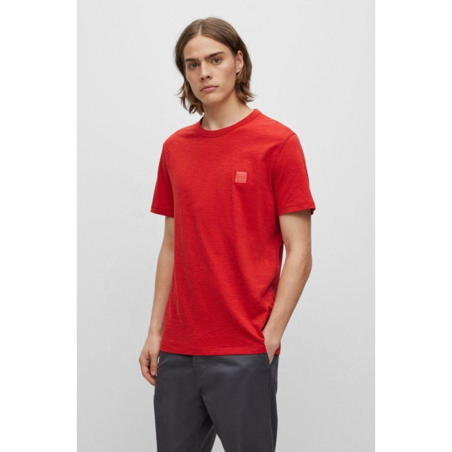 Cotton-jersey regular-fit T-shirt with logo patch