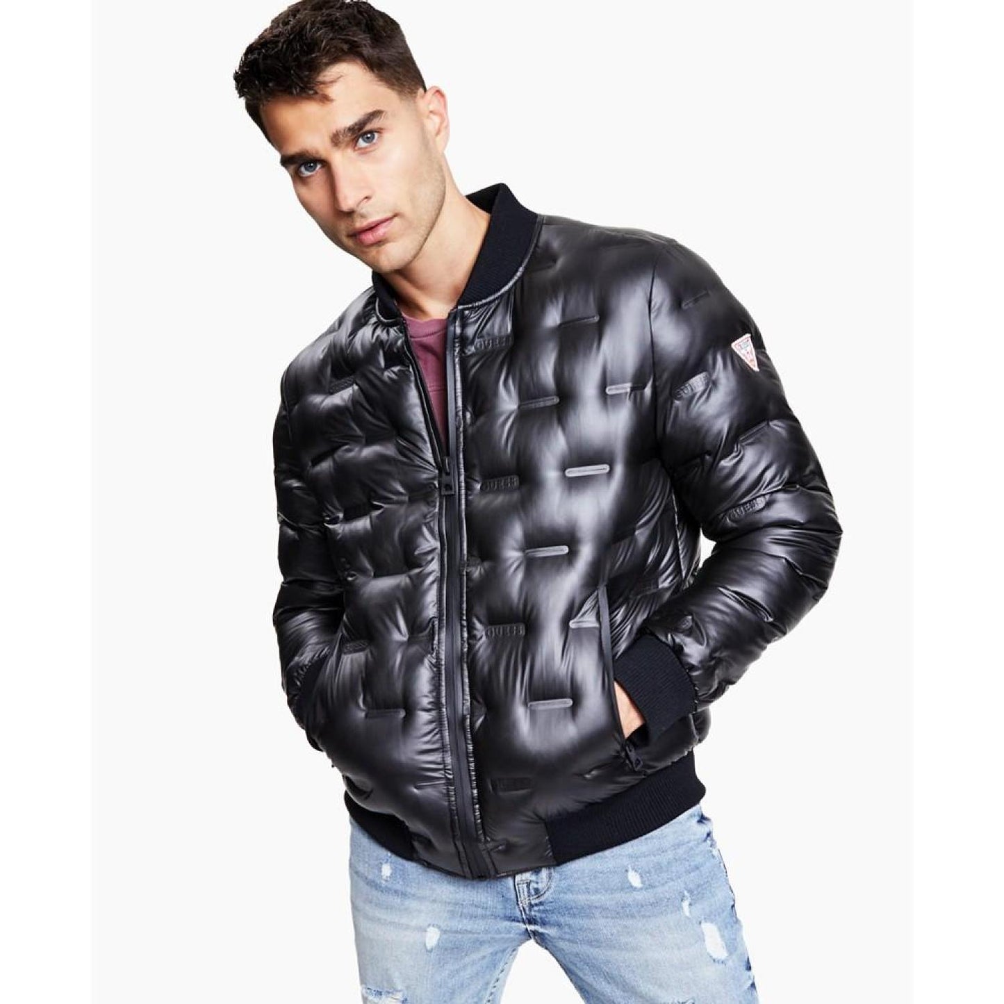 Men's Stamp Quilt Puffer Bomber Jacket