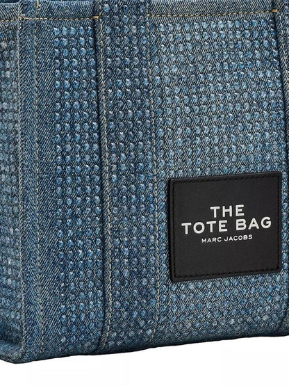 The Small Crystal-Embellished Denim Tote Bag