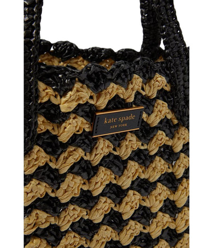 High Tide Striped Crochet Raffia Medium Tote