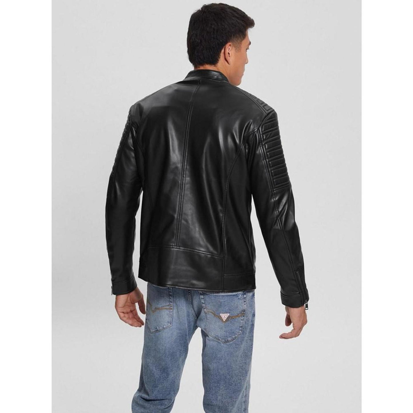 Men's Faux-Leather Biker Jacket