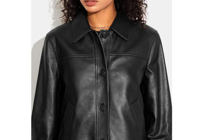 Coach Outlet Leather Shirt Jacket