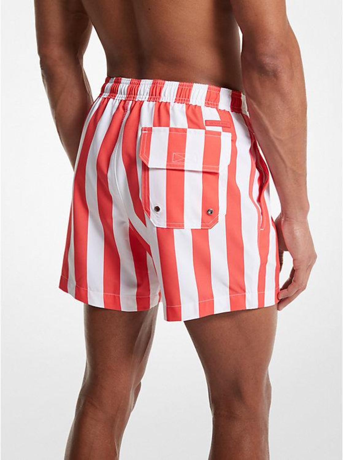 Woven Striped Swim Trunks