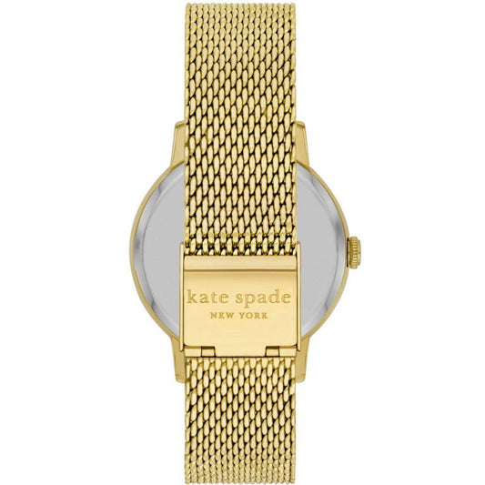 Women's Metro Three Hand Quartz Gold-Tone Stainless Steel Mesh Watch 34mm