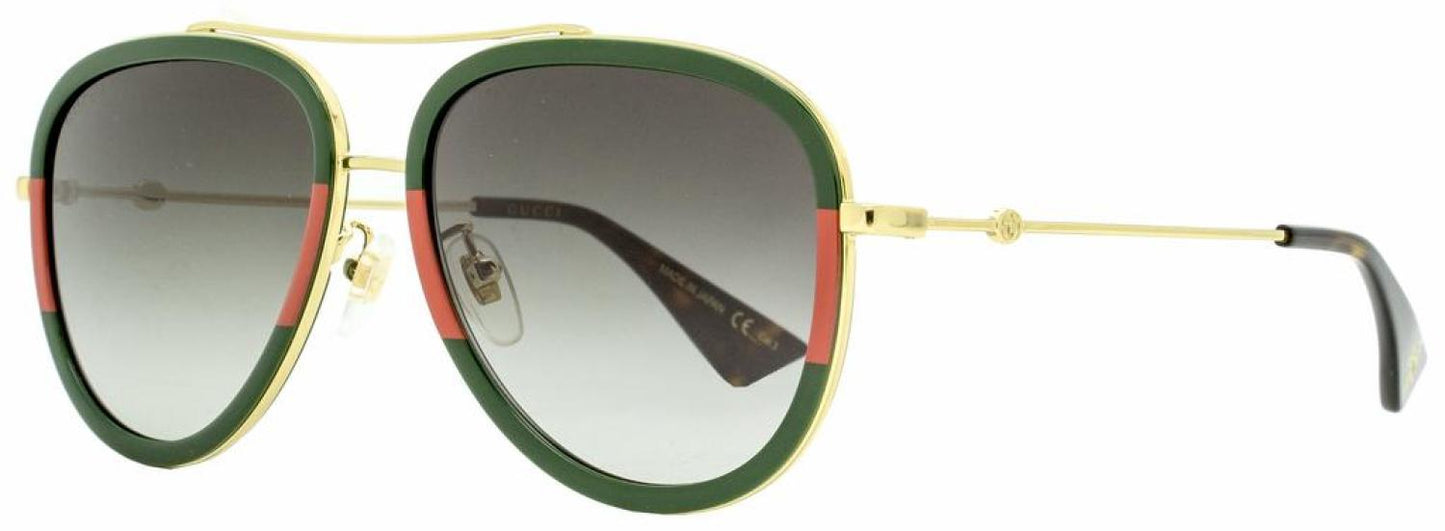 Gucci Women's  Sunglasses GG0062S 003 Gold/Green/Red 57mm