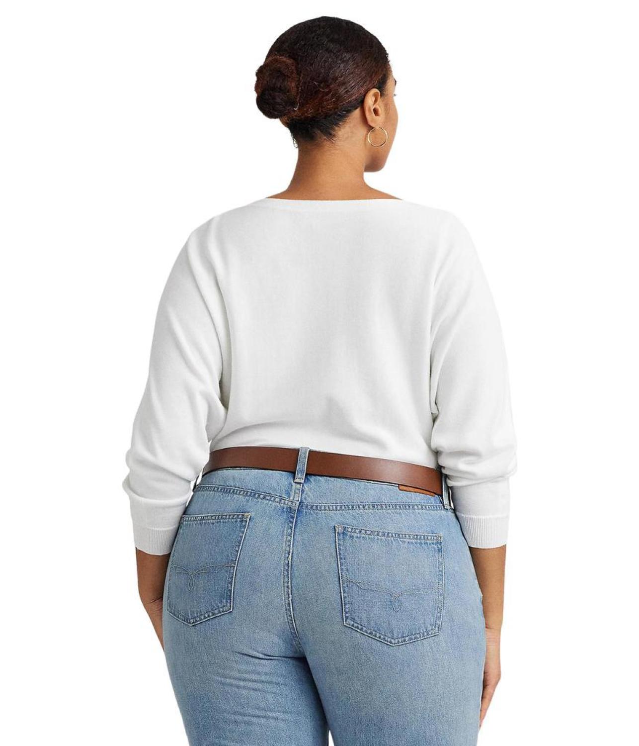 Plus-Size Cotton-Blend Dolman-Sleeve Sweater