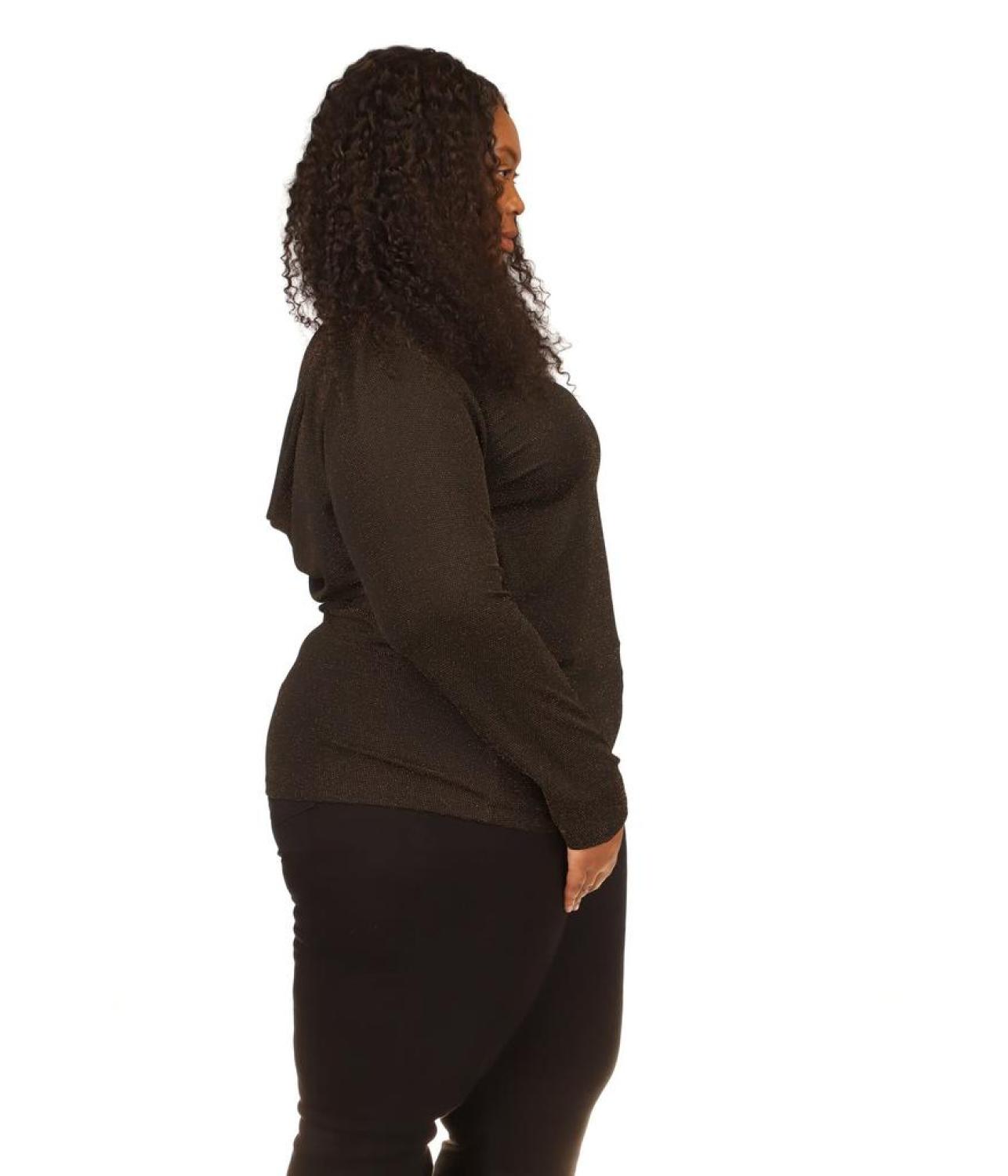 Plus Size Long Sleeve Cowl Back Top