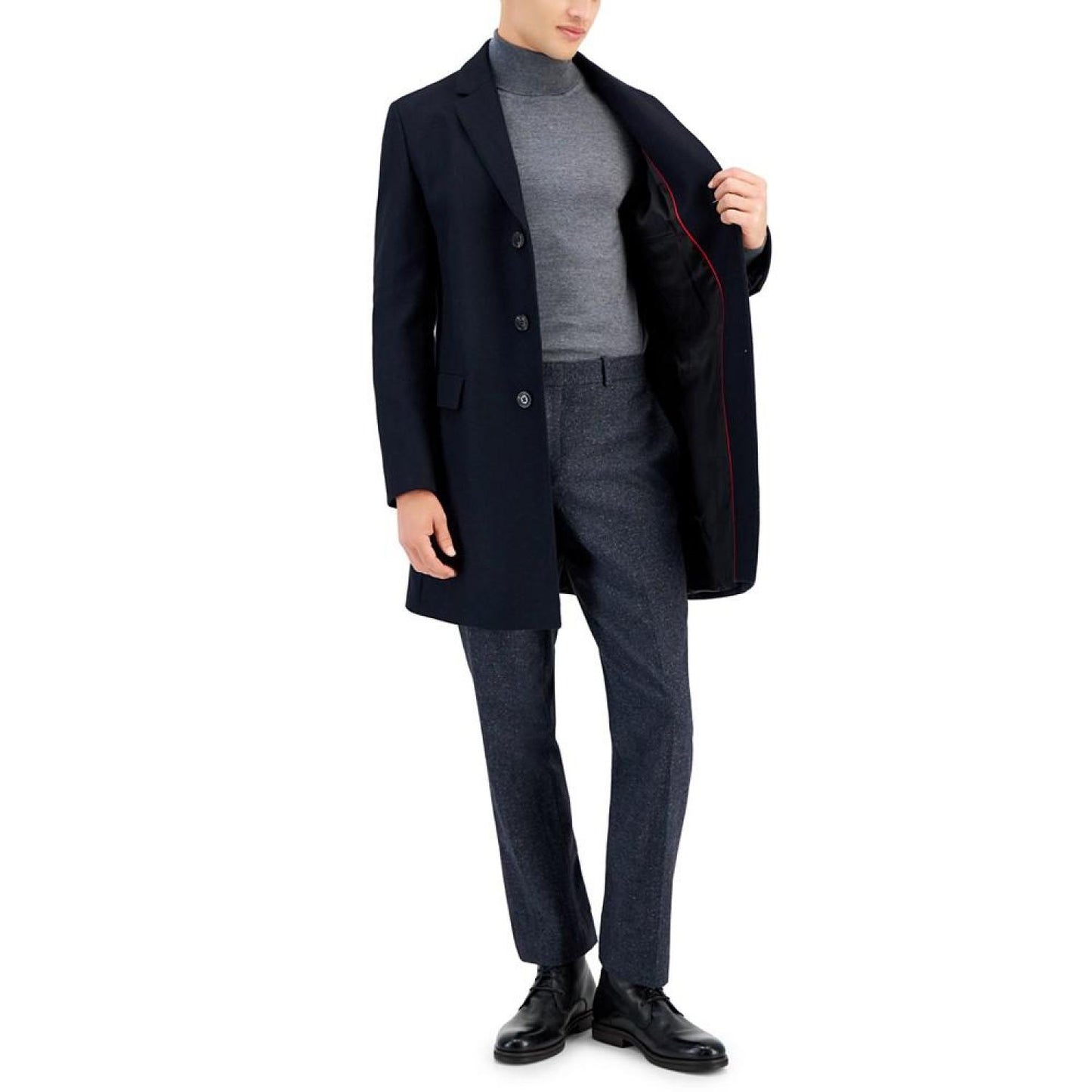 Men's Slim-Fit Migor Dark Blue Overcoat