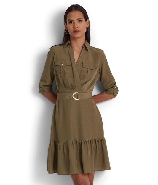 Belted Crepe Shirtdress