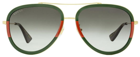 Gucci Women's  Sunglasses GG0062S 003 Gold/Green/Red 57mm