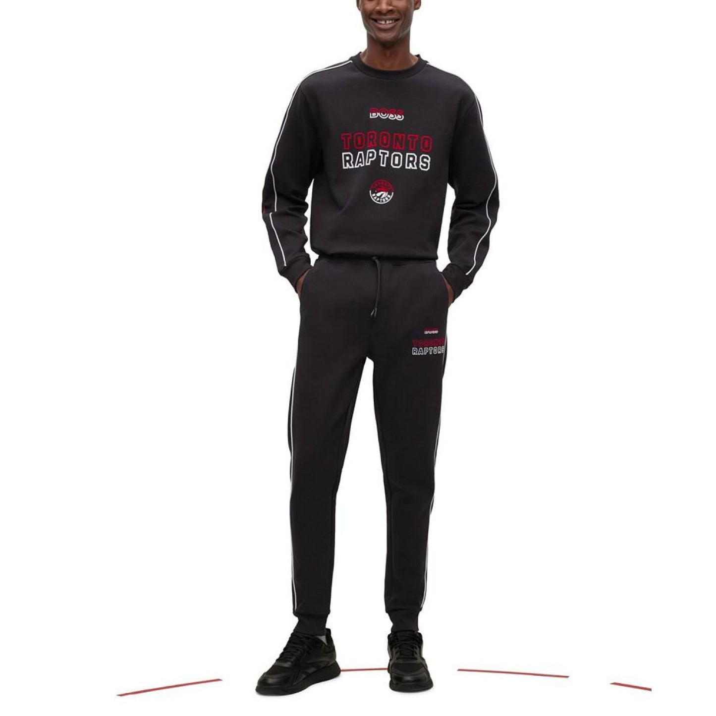 Men's Boss NBA Flock-Print Logo Tracksuit Bottoms