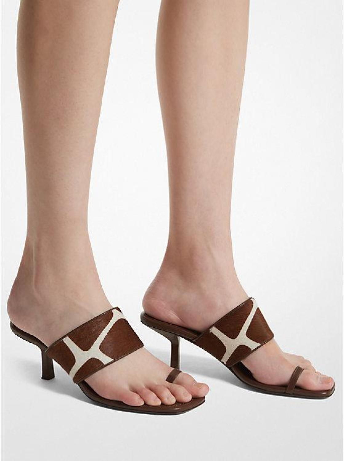 Dionne Giraffe Print Calf Hair Sandal