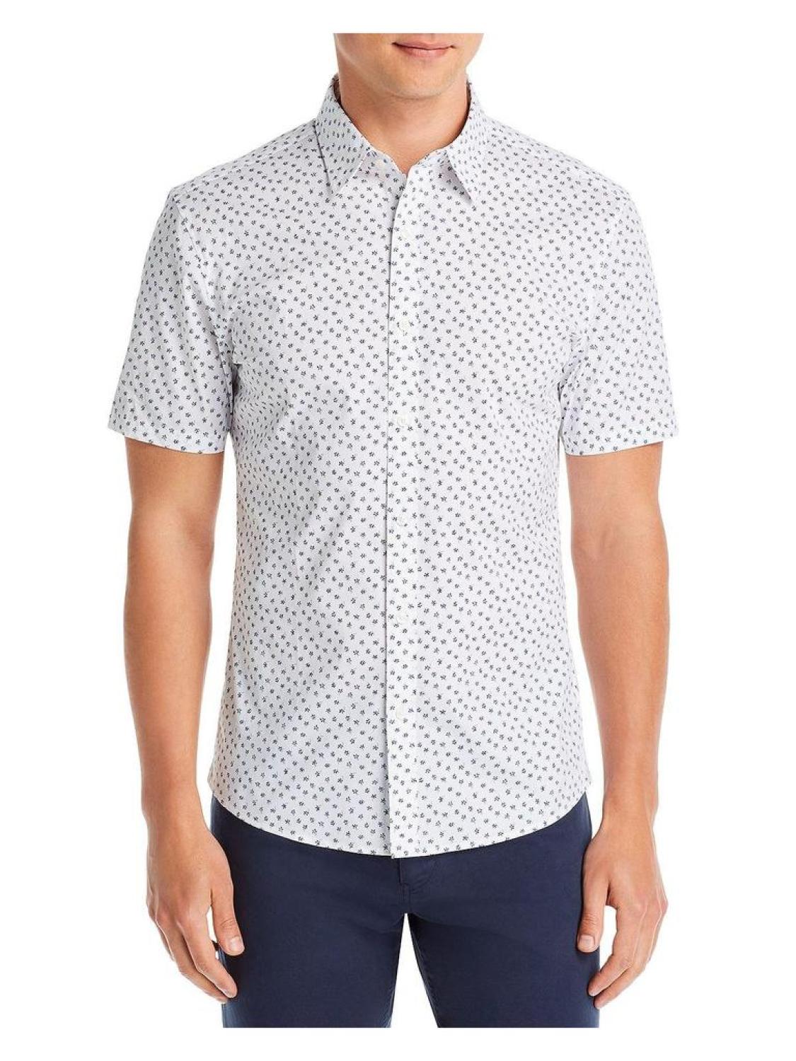 Mens Floral Print Slim Fit Button-Down Shirt