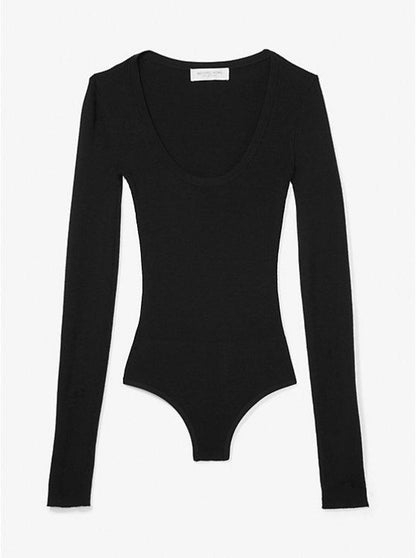 Ribbed Wool Blend Bodysuit