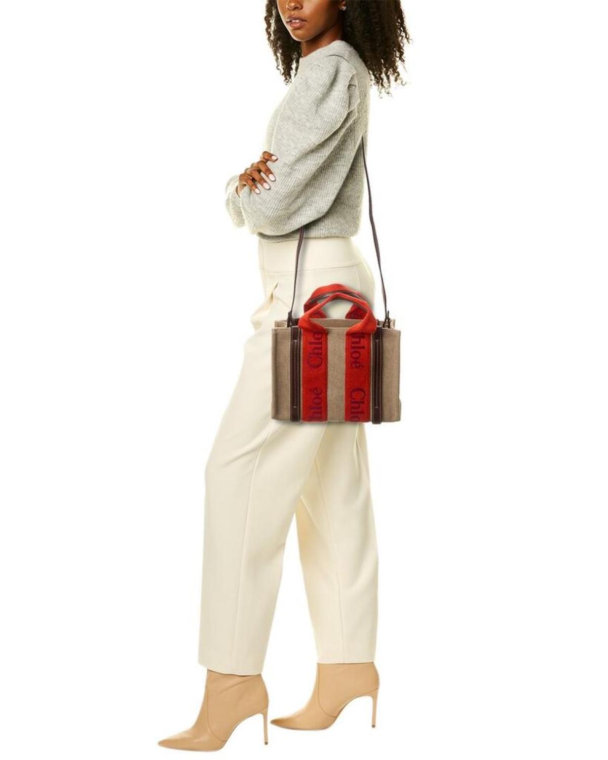 Chloé Woody Small Canvas & Leather Tote