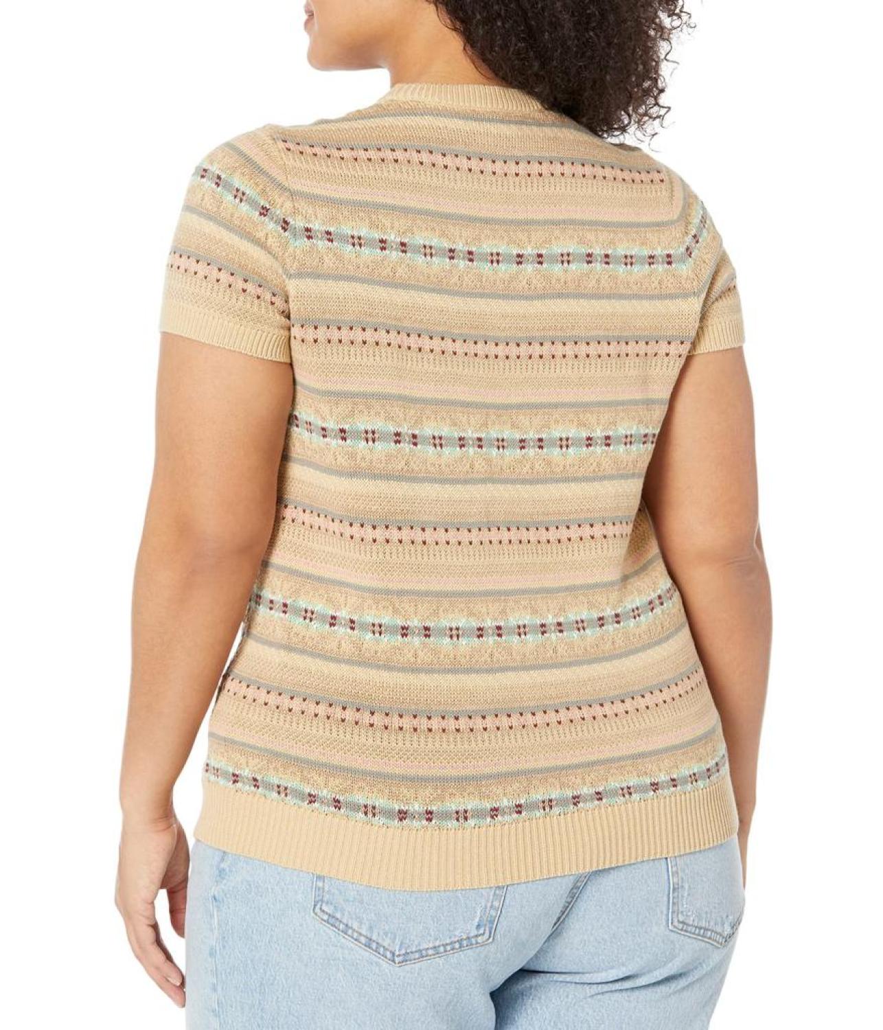 Plus Size Fair Isle Short Sleeve Sweater