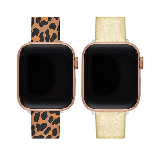 Women's Leopard Cross-Compatible Set, 38mm, 40mm, 41mm Bands for Apple Watch with Classic Watch Head Set