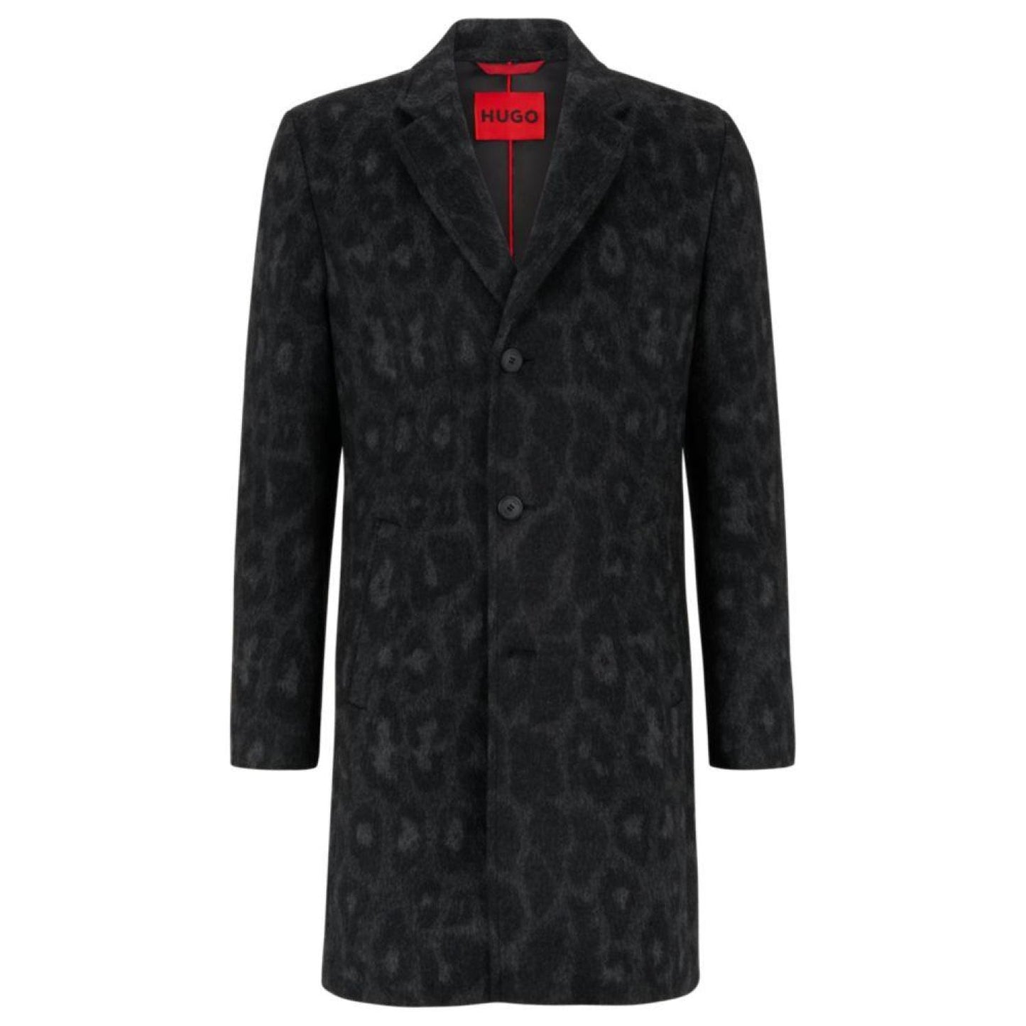 Wool-blend regular-fit coat with jaglion print