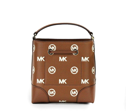 Michael Kors Mercer Small Luggage Embossed Drawstring Bucket Messenger Women's Bag