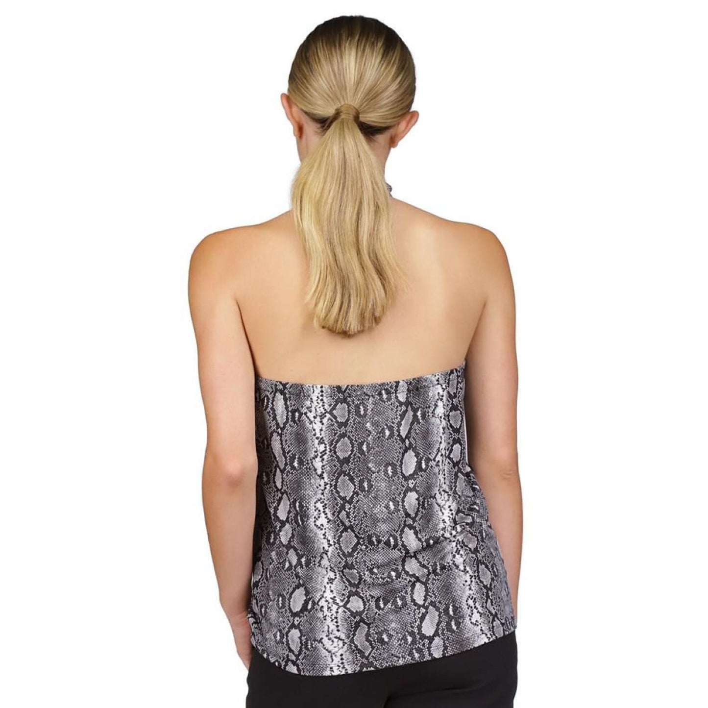 Women's Snakeskin-Print Chain-Neck Halter Top