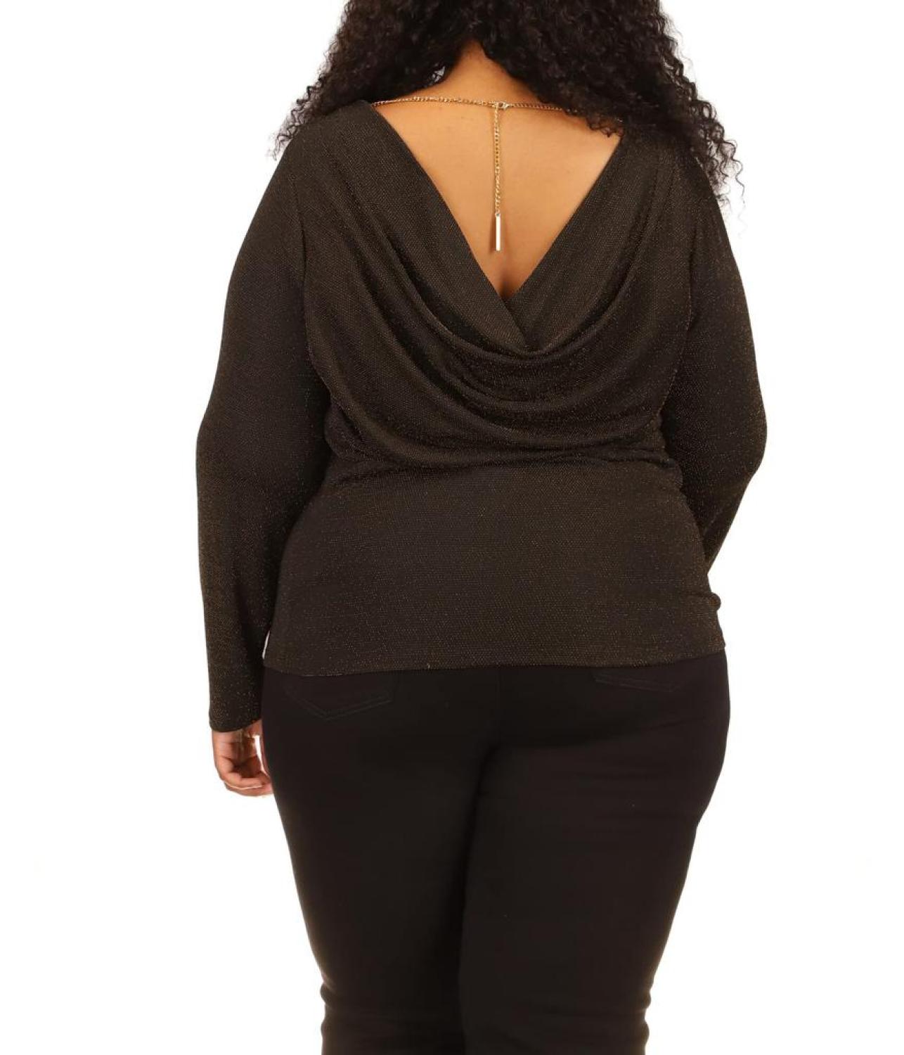 Plus Size Long Sleeve Cowl Back Top