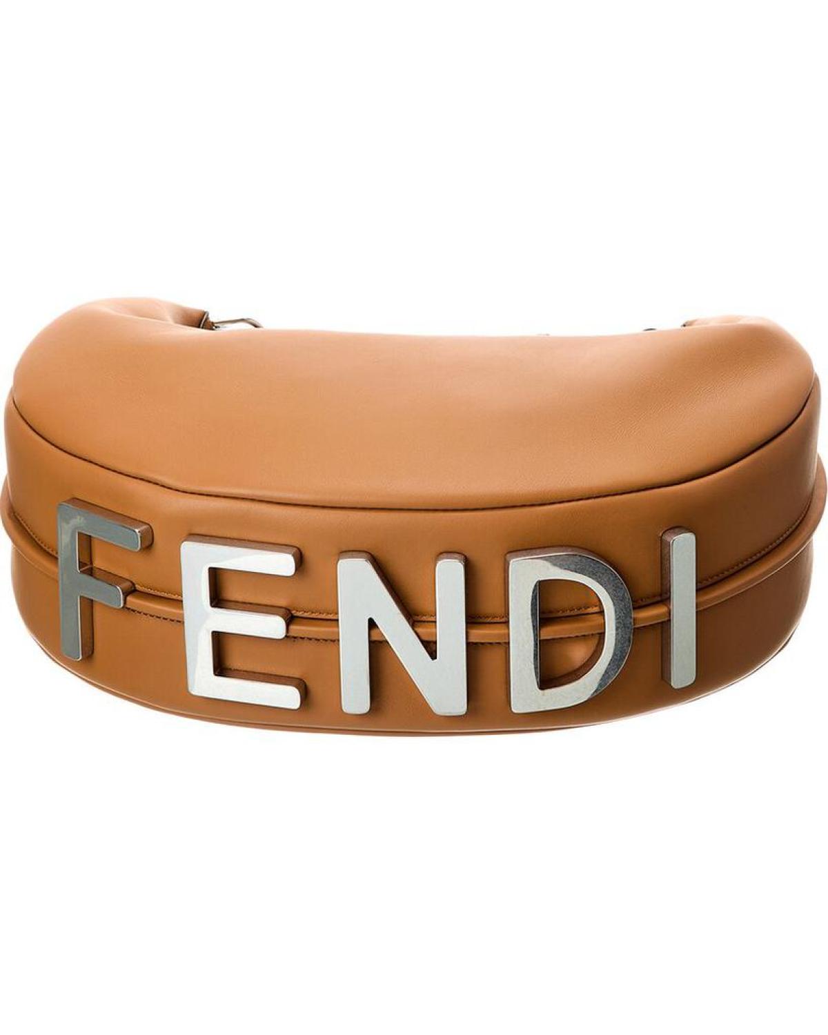 FENDI Fendigraphy Medium Leather Hobo Bag