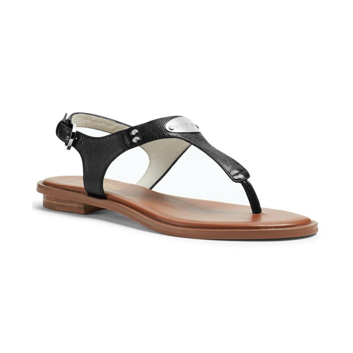 Women's MK Plate Flat Thong Sandals