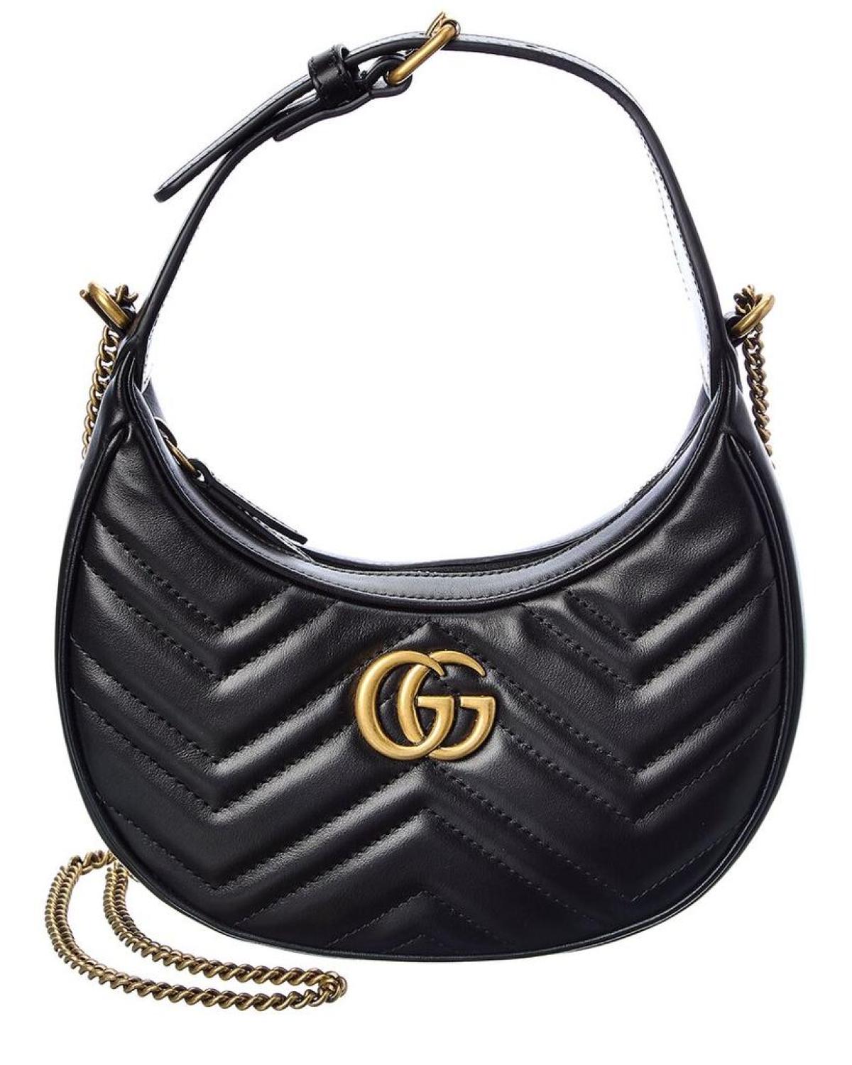 Gucci GG Marmont Half Moon Shaped Mini Leather Crossbody