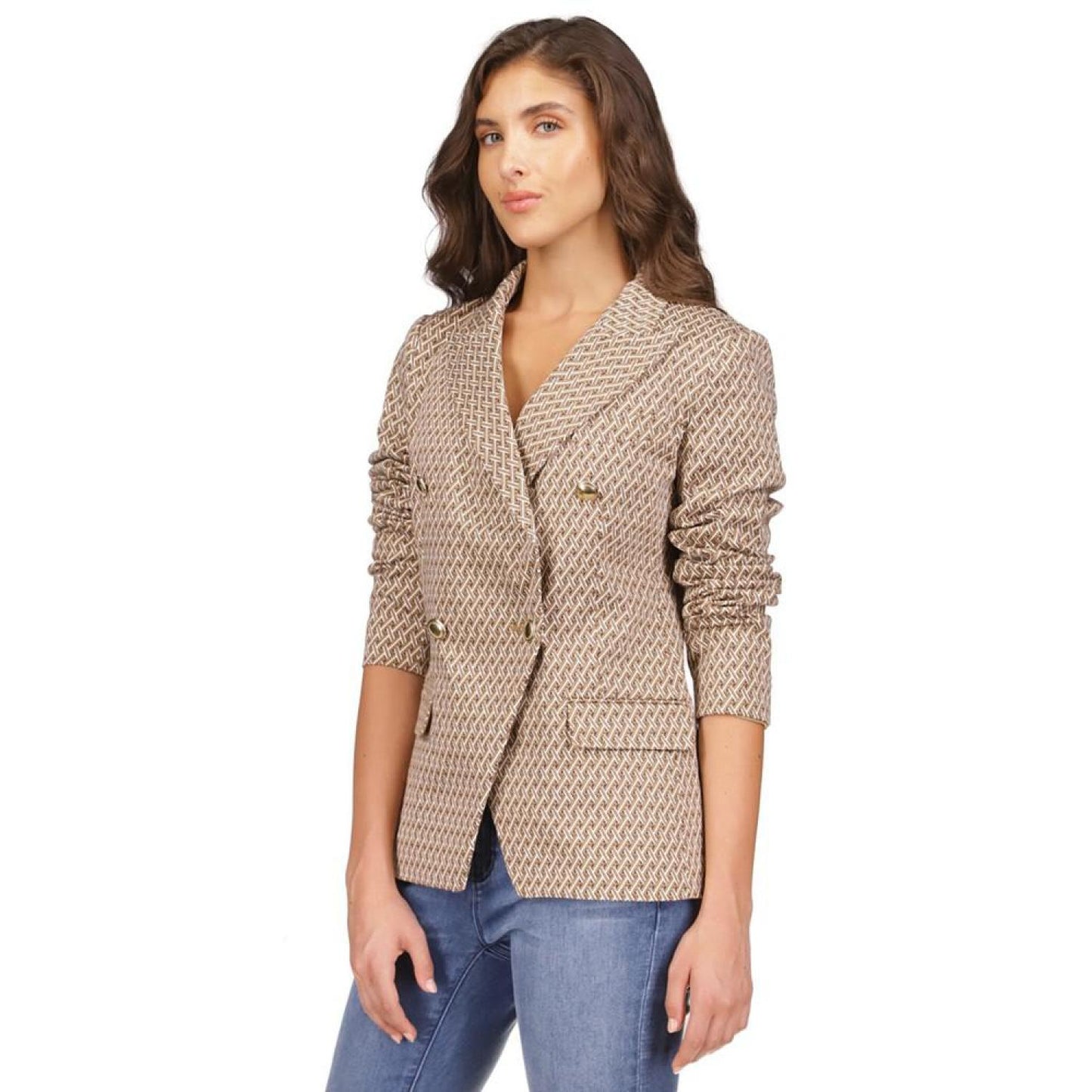 Women's Geo-Print Peak-Lapel Blazer