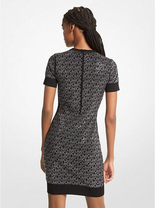 Studded Logo Stretch Viscose Mini Dress