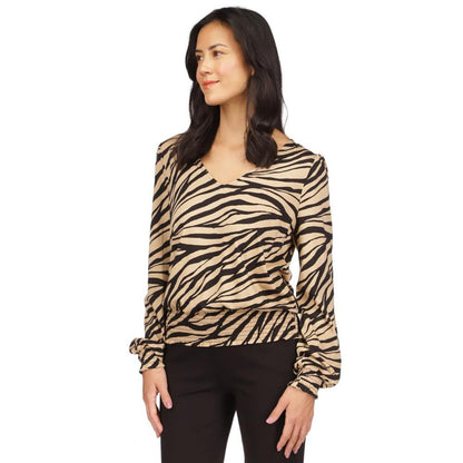 Women's Animal-Print Smocked-Hem Top, Regular & Petite